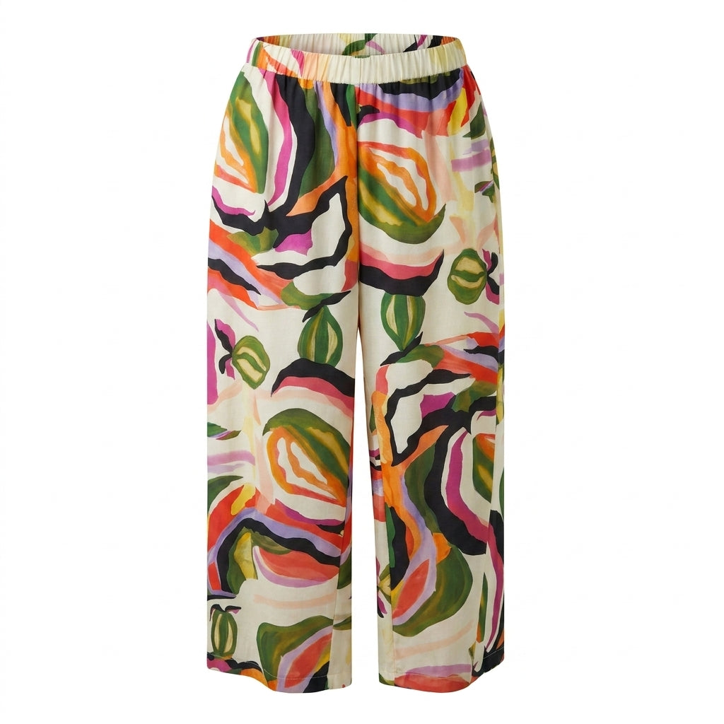 Women Abstract Print Wide Leg Pants