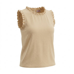 Girls Sleeveless Ruffle Neck Top