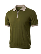 Men Short Sleeve Knitted Polo Shirt With Contrast Collar