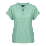Casual Wear Women Lace Trim Henley Top