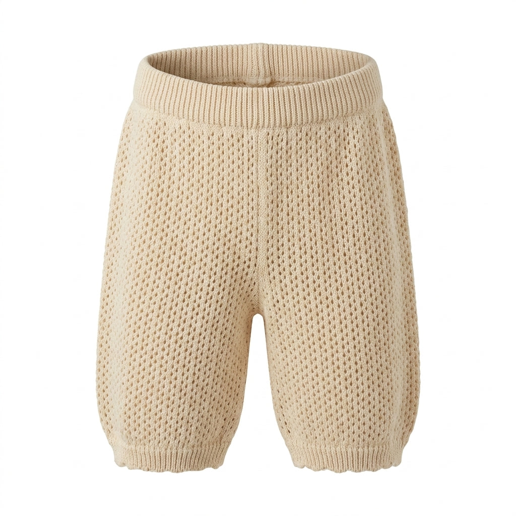 Girls Knitted Sleeveless Top And Pants Set With Floral Appliqués