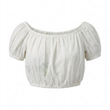 Kids Puff Sleeve Top And Wide Leg Trousers Set