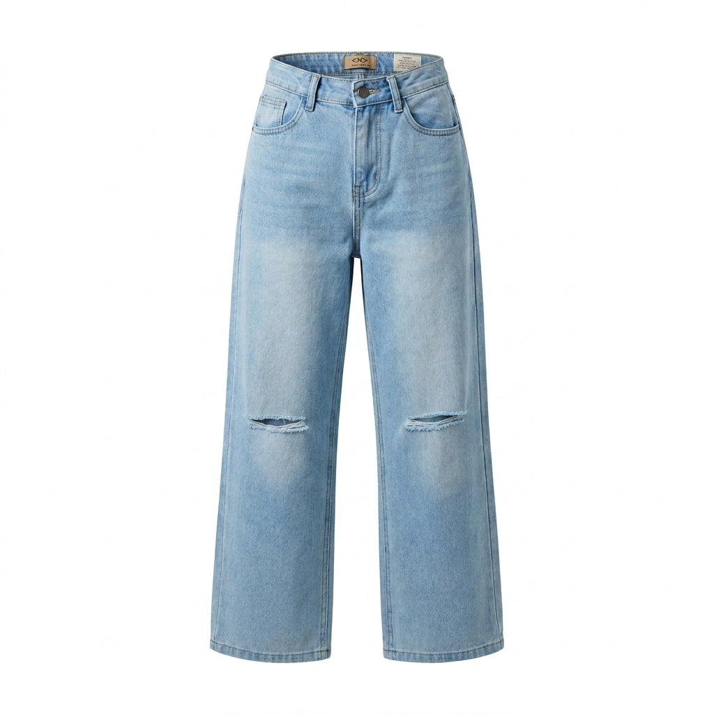 Kids Straight Leg Distressed Jeans