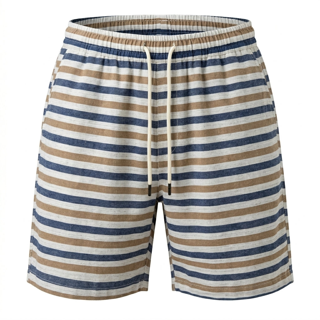 Men Stripe Drawstring Shorts