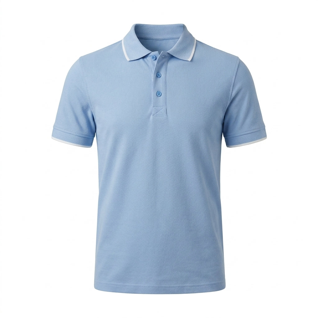 Men Short Sleeve Polo Shirt With Contrast Tip Collar