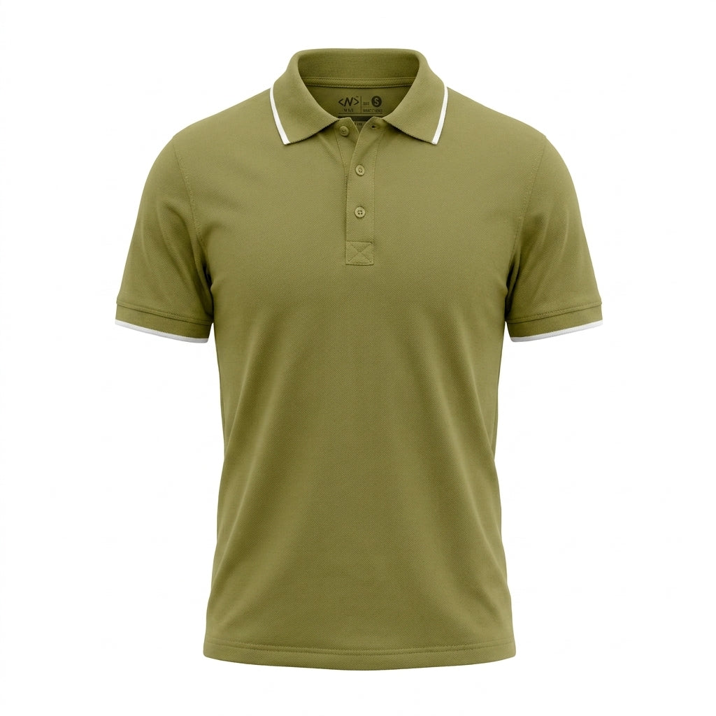 Men Short Sleeve Polo Shirt With Contrast Tip Collar
