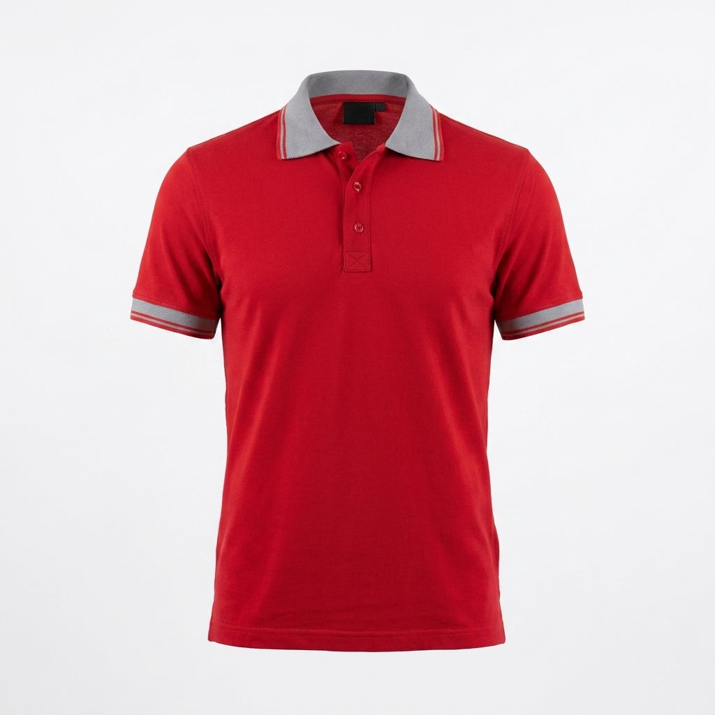 Men Short Sleeve Polo Shirt With Contrast Collar