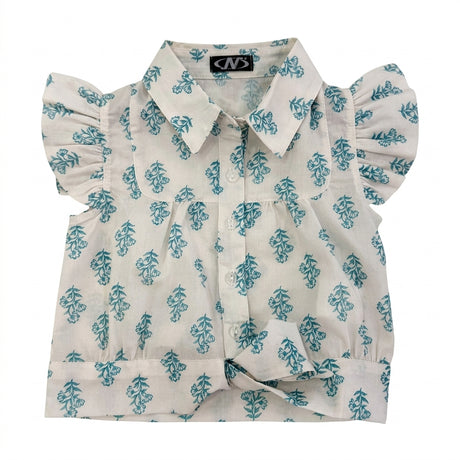 Girls Floral Print Peter Pan Collar Top