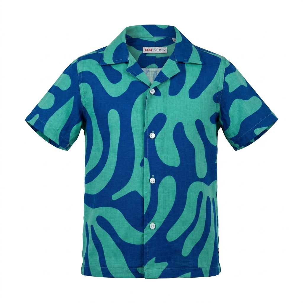 Kids Mint Abstract Print Short Sleeve Shirt