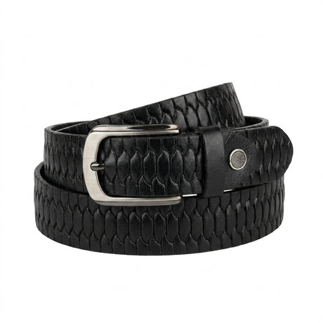 Men Textured Belt With Metal Buckle