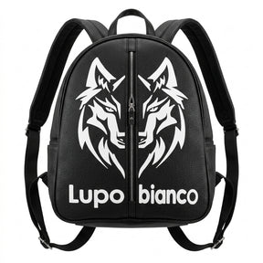 Faux Leather Backpack With Wolf Graphic