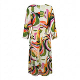 Women Abstract Print Tassel Tie Maxi Dress