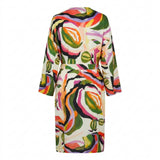 Women Abstract Print Open Front Cover Up