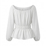 Women Smocked Peplum Blouse