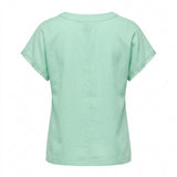 Casual Wear Women Lace Trim Henley Top
