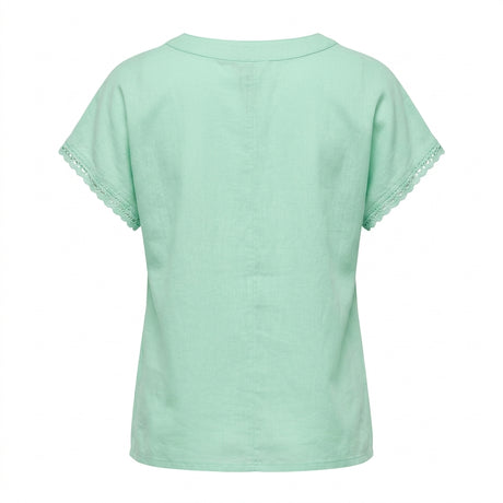 Casual Wear Women Lace Trim Henley Top