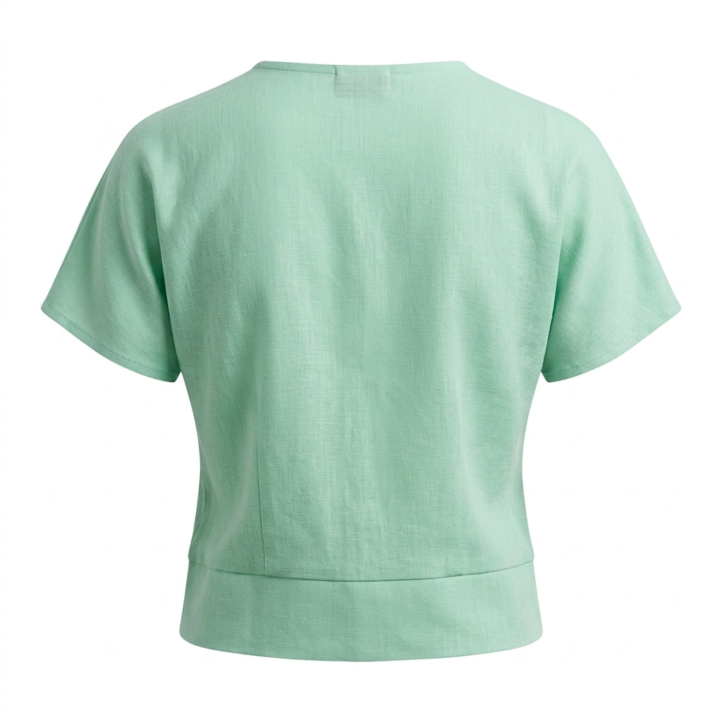 Casual Wear Women Wrap Front Cap Sleeve Blouse