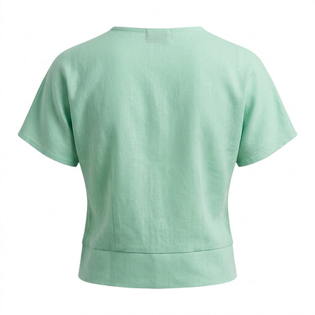 Casual Wear Women Wrap Front Cap Sleeve Blouse
