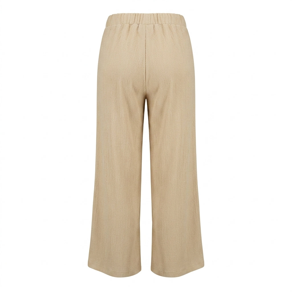 Casual Wear Women Light Textured Wide Leg Pants
