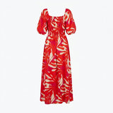 Women Abstract Print Smocked Midi Dress