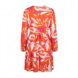 Women Abstract Print Tiered Mini Dress