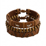 Fashion Jewelry Multi Layer Bracelet Set With Wooden Beads