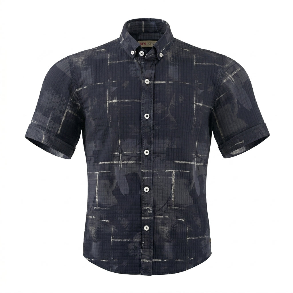 Kids Short Sleeve Textured Button Front Shirt