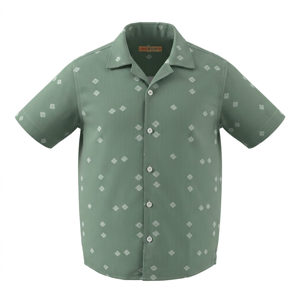 Kids Short Sleeve Printed Button Front Shirt