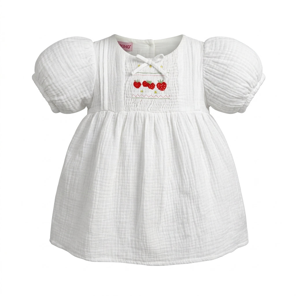 Girls Cherry Embroidered Dress