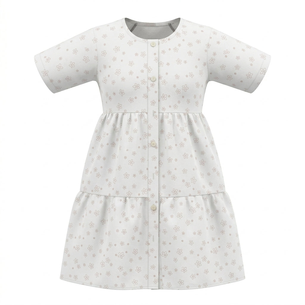 Girls Floral Button Front Dress
