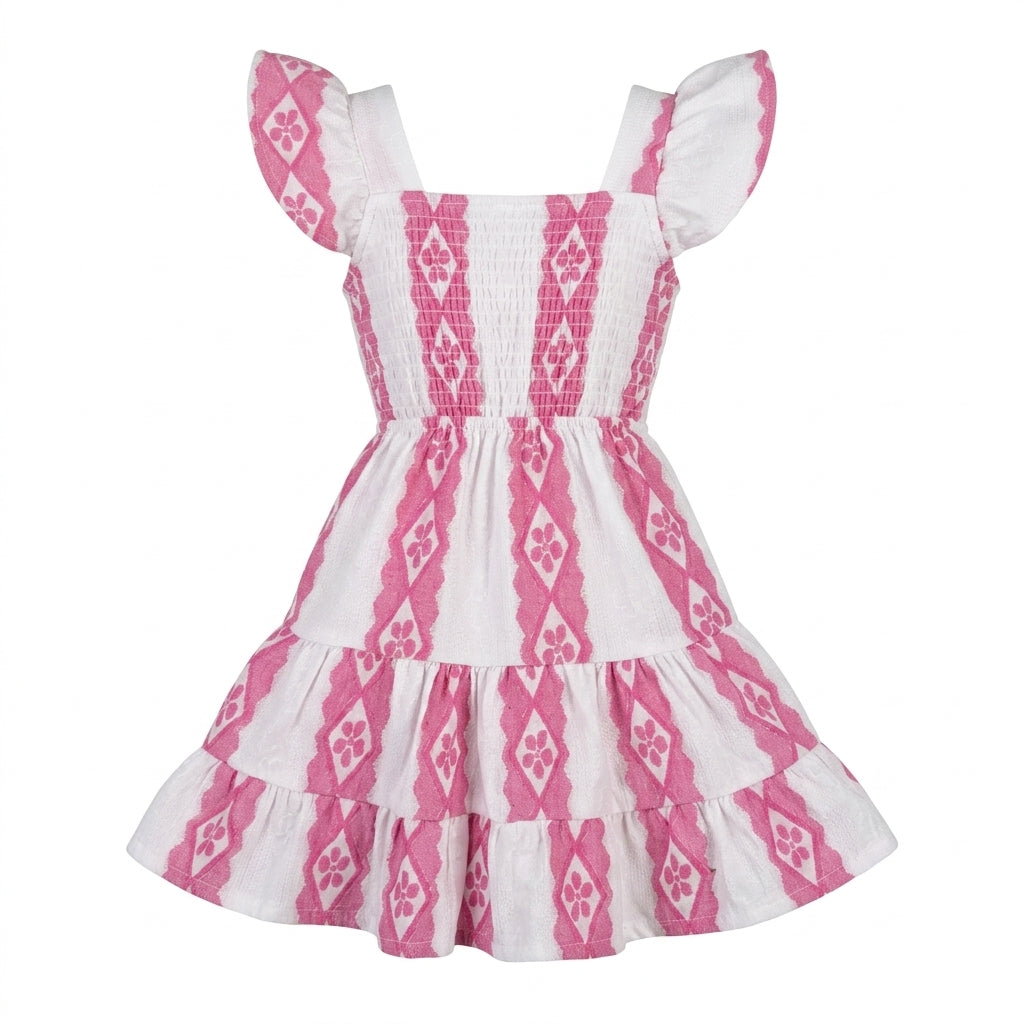 Kids Patterned Tiered Dress