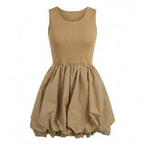 Girls Sleeveless Ribbed Bubble Dress