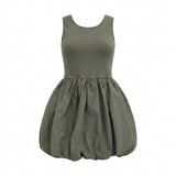 Girls Sleeveless Ribbed Bubble Dress