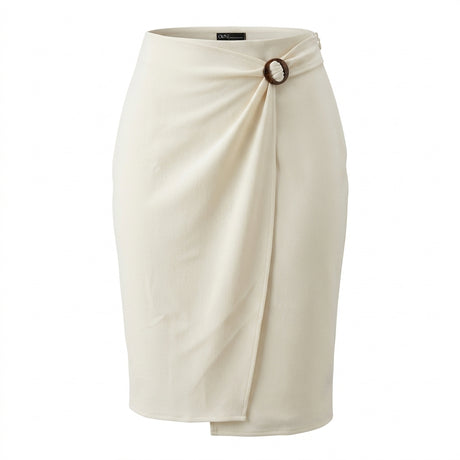 Wrap Style Midi Skirt With Buckle