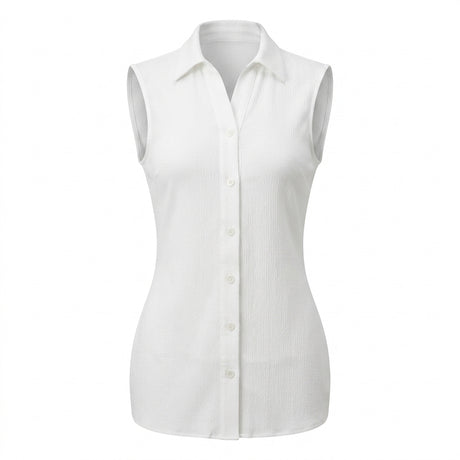 Girls Sleeveless Collared Button Front Top