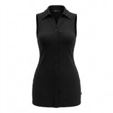 Girls Sleeveless Collared Button Front Top