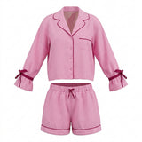 Girls Striped Long Sleeve Shirt And Shorts Set
