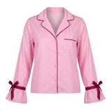 Girls Striped Long Sleeve Shirt And Shorts Set