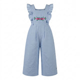 Girls Embroidered Wide Leg Jumpsuit