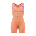 Girls Sleeveless Printed Swim Romper