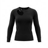 Casual Women Long Sleeve Top With Metal Ring Cut Out