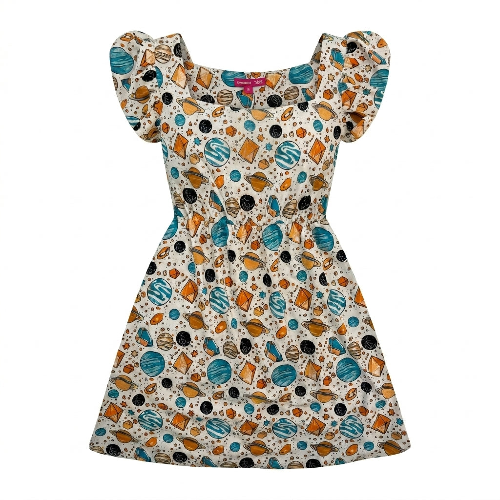 Girls Space Print Puff Sleeve Nightdress