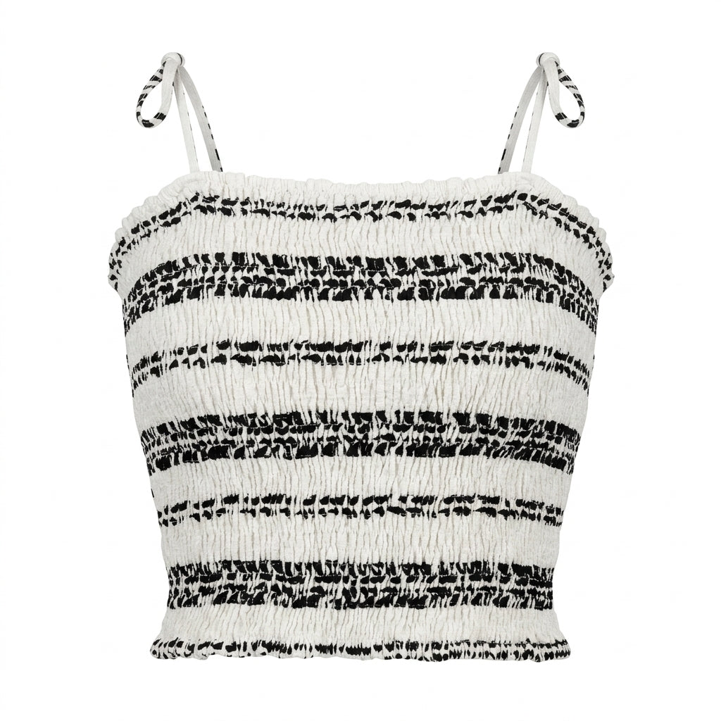 Women Smocked Tie Strap Top
