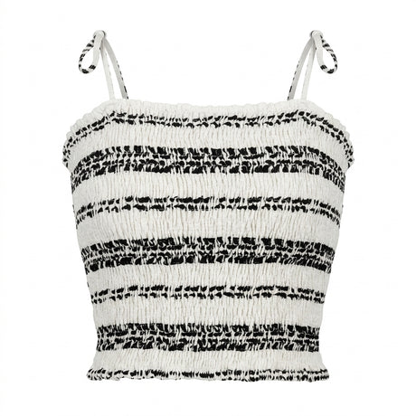 Women Smocked Tie Strap Top