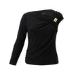 Women Casual One Shoulder Ruched Top With Metallic