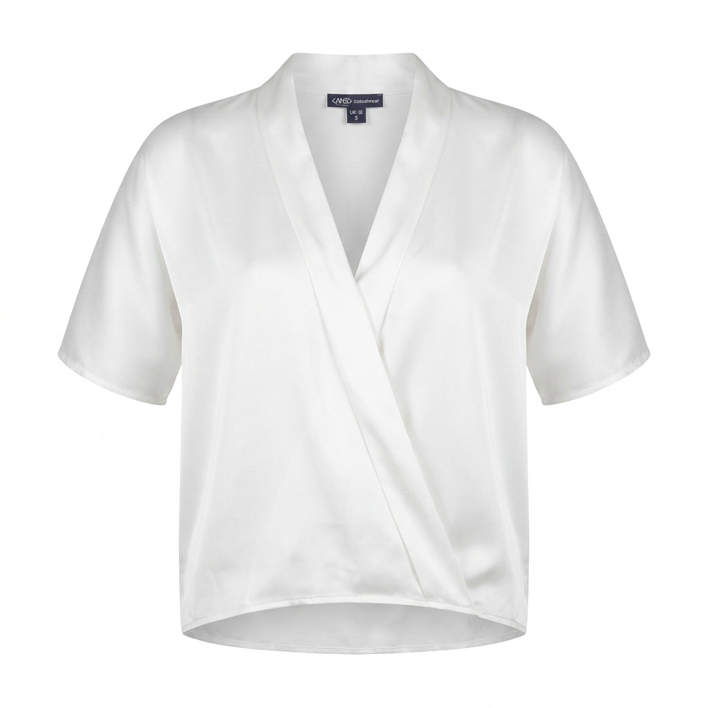 Women Satin Cap Sleeve Blouse