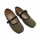 Herringbone Mary Jane Flats