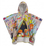 Girls Story Print Hooded Beach Towel Poncho
