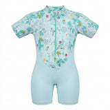 Kids Tropical Print Short Sleeve Swimsuit