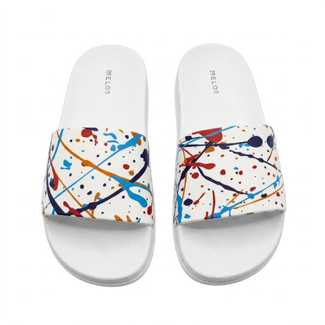 Abstract Splash Print Slide Sandals